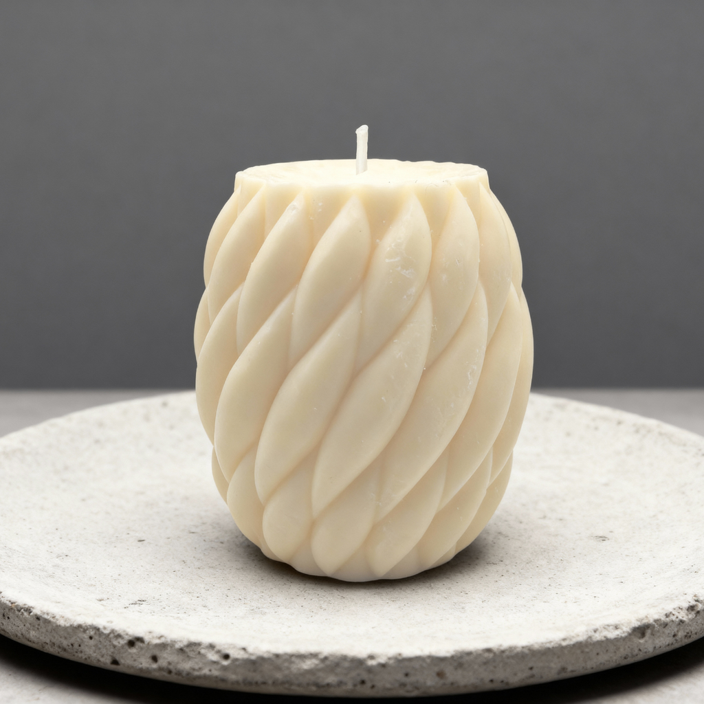 Ozdobna świeca sojowa do salonu Filar Kłębek Duża (L) zapachowa Blue Haze