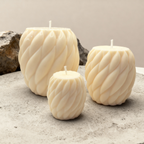 Decorative Soy Candle Set for Living Room, Pillar, Ball of Yarn S+M+L, Scented Blue Haze