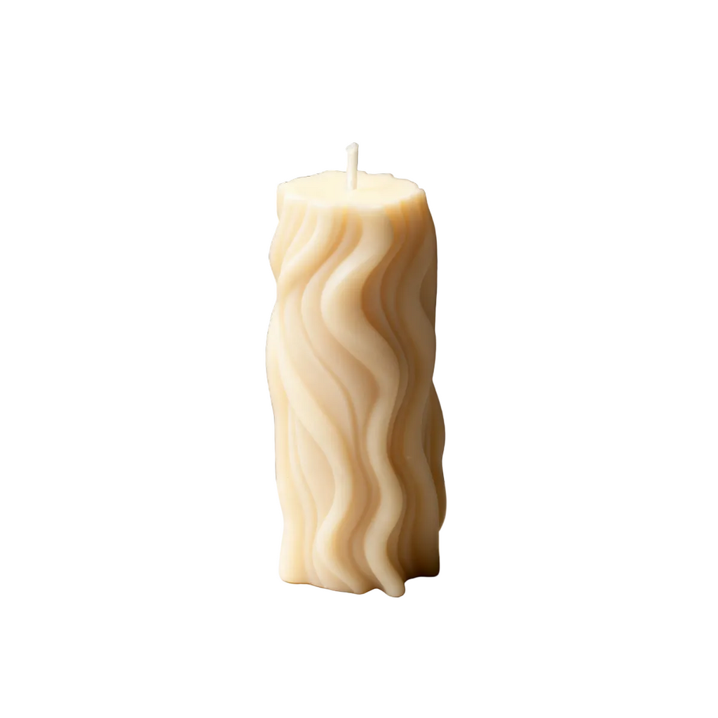 Decorative Soy Pillar Candle Tall (L) for Living Room Waves Scented Blue Haze