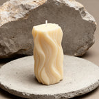 Decorative Soy Candle for the living room Pillar Waves Medium (M) scented Blue Haze