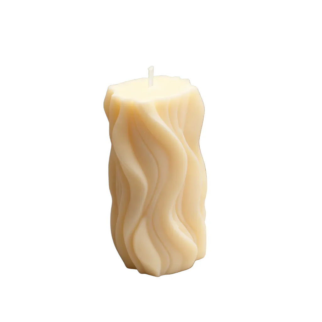 Decorative Soy Candle for the living room Pillar Waves Medium (M) scented Blue Haze