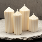 4 gyertya szett - Díszes szójagyertya nappaliba Oszlop Róma Kollekció illatos Blue Haze