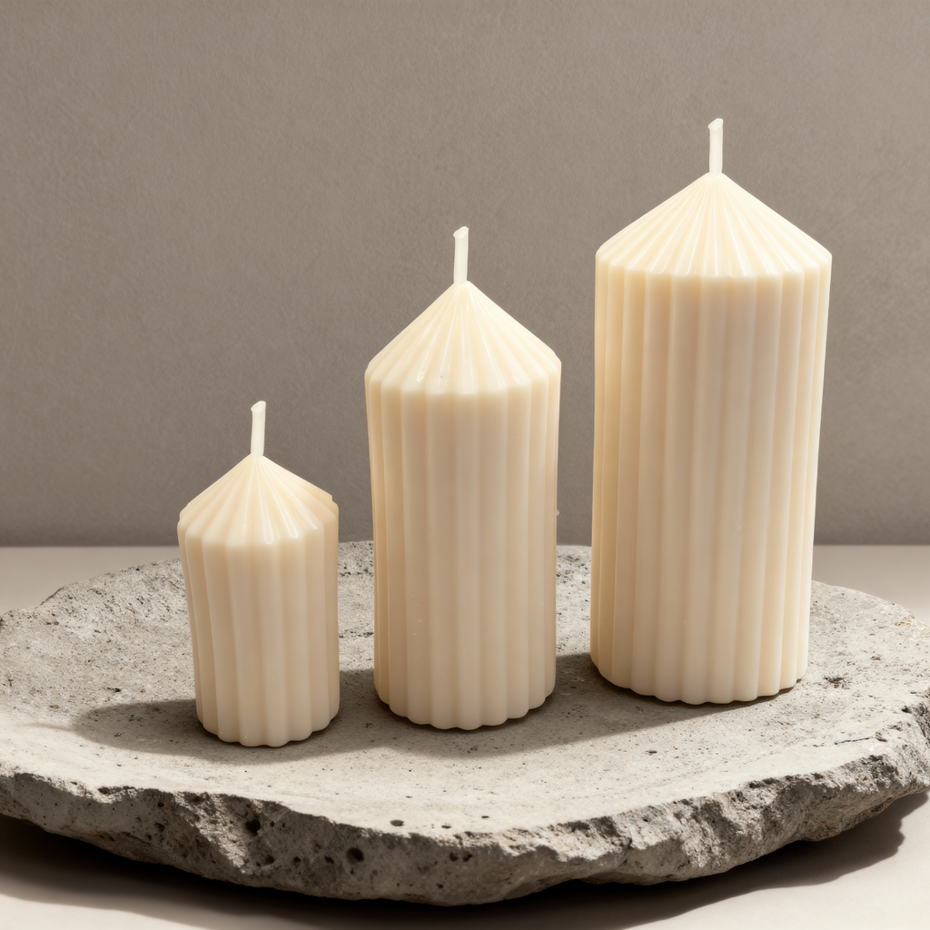 Decorative Soy Candle Set for Living Room Pillar Rome Collection Thick Scented Blue Haze