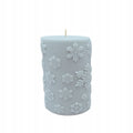 Vela navideña de soja Cilindro Copos de nieve Vela invernal 157g gris azulada
