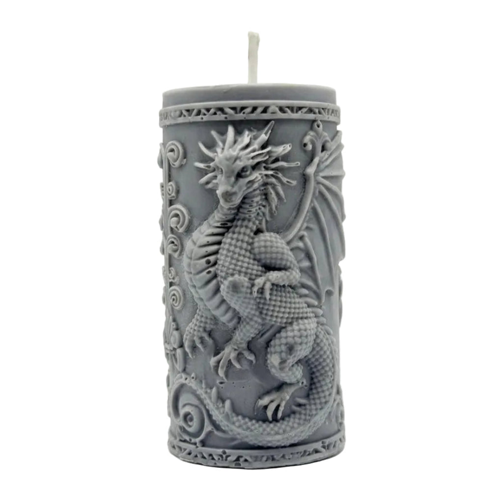 Decorative soy candle cylinder Dragon for a gift for him, scent Dark Code 150g