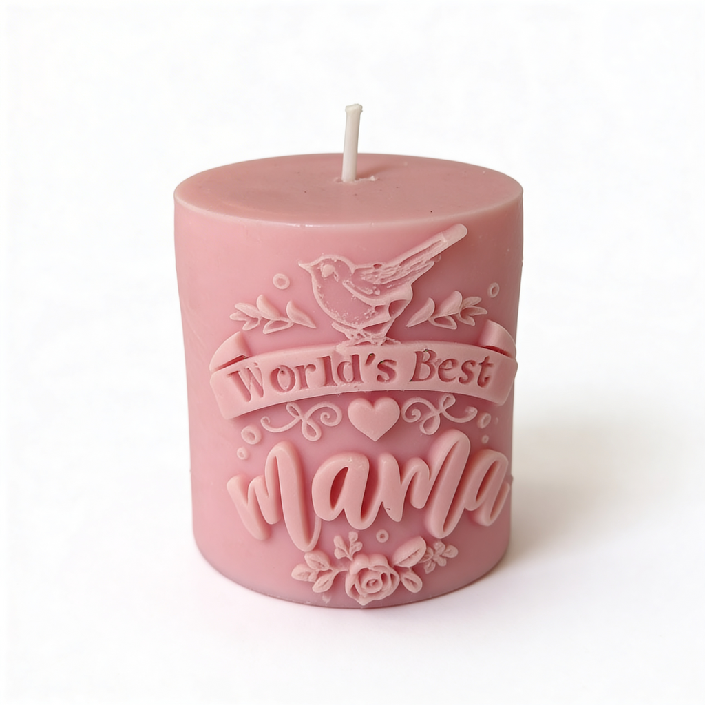 Dekorativní sojová svíčka Nejlepší máma - Best Mom Růžová