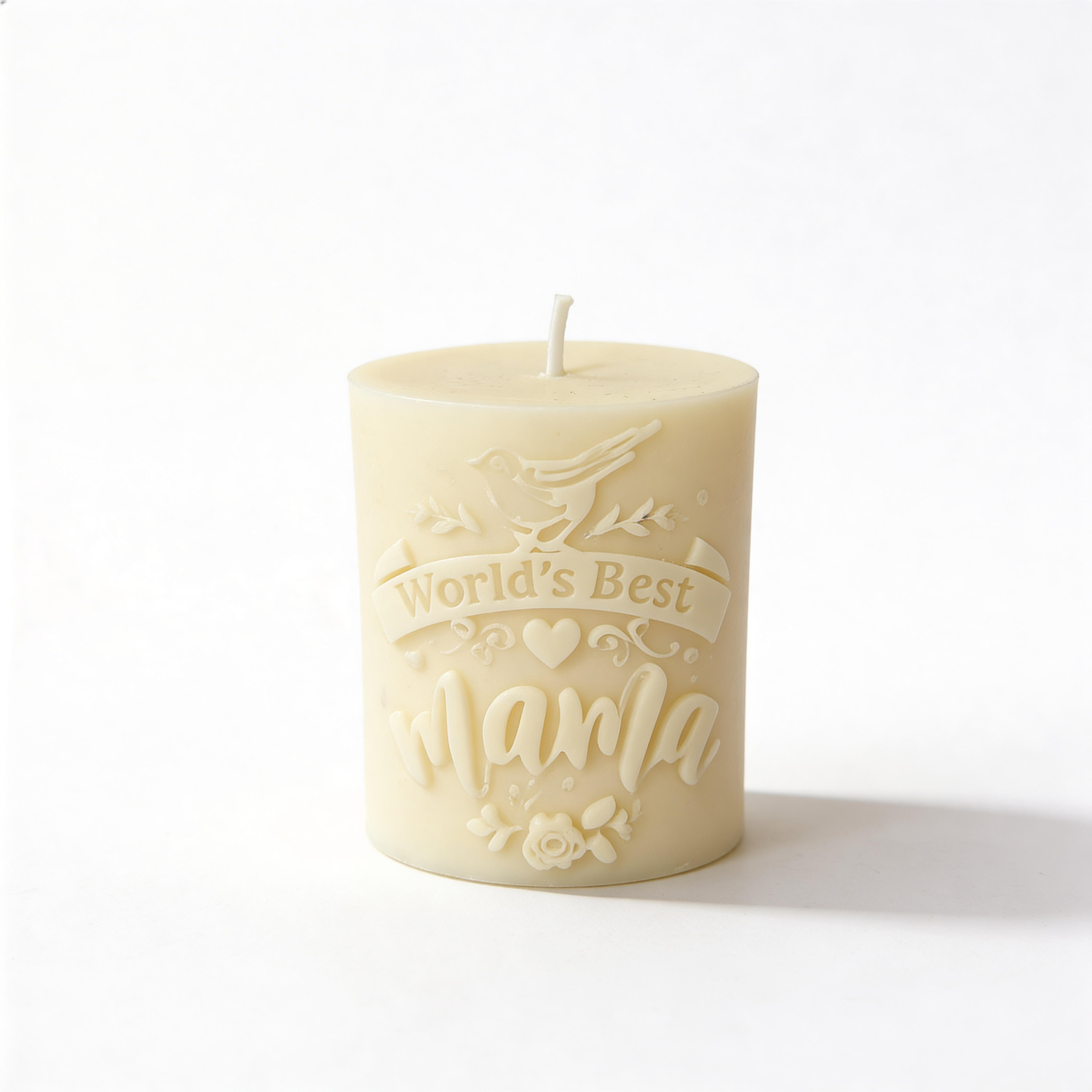 Ozdobna świeca sojowa Najlepsza mama - Best Mom Ecru/Kremowa