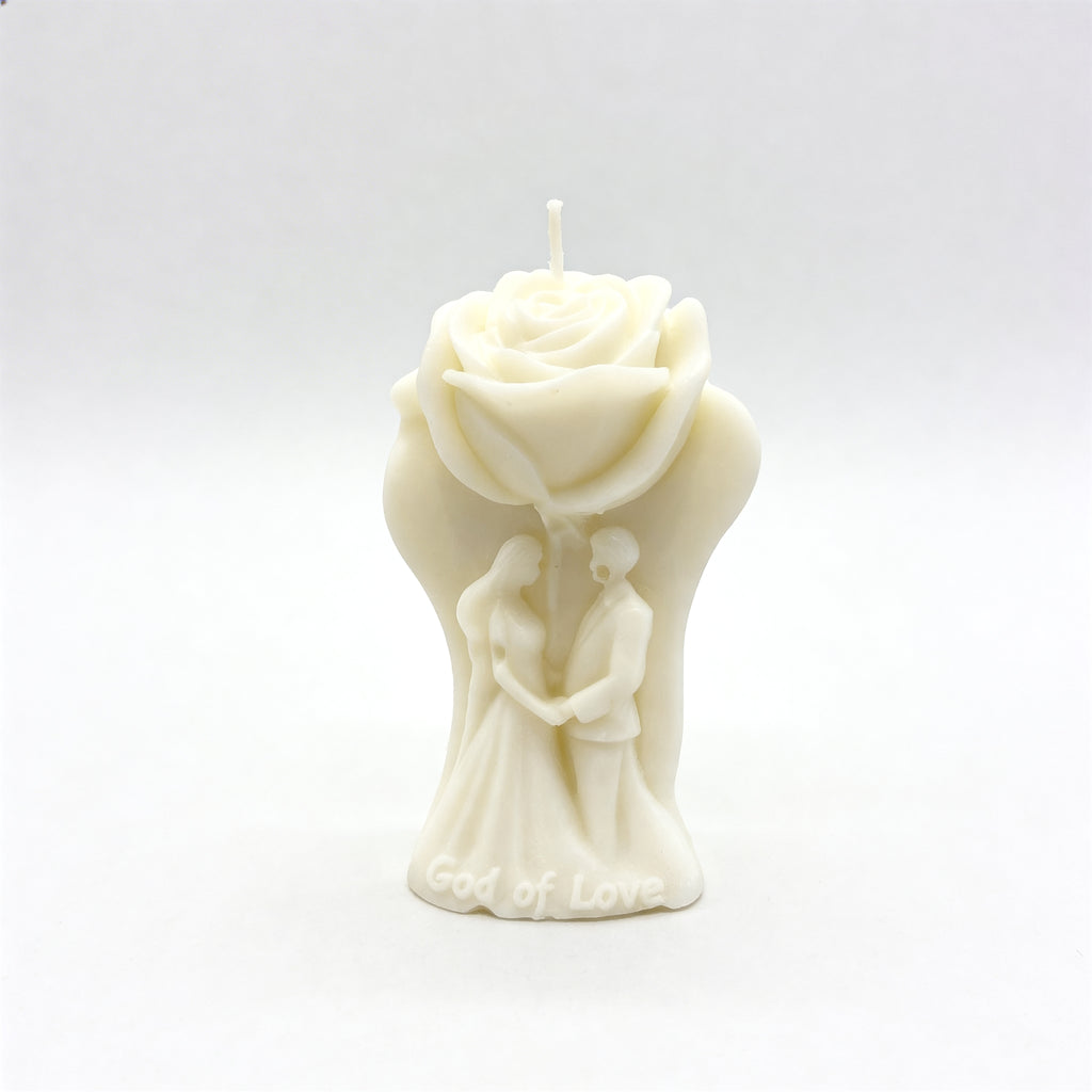 Decorative soy candle Bride and Groom with rose - height 9.6 cm, scent White Ritual
