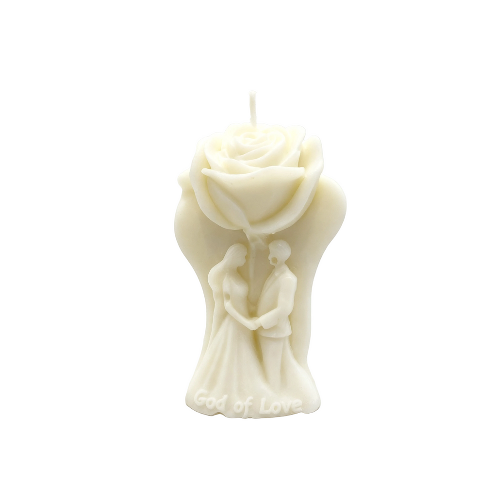 Decorative soy candle Bride and Groom with rose - height 9.6 cm, scent White Ritual