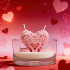 Vela decorativa de soja Pareja de cisnes en forma de corazón en vaso Rosa 200g
