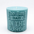 Ozdobna świeca sojowa dla taty - Best Dad In The World niebieska
