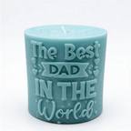 Ozdobna świeca sojowa dla taty - Best Dad In The World niebieska