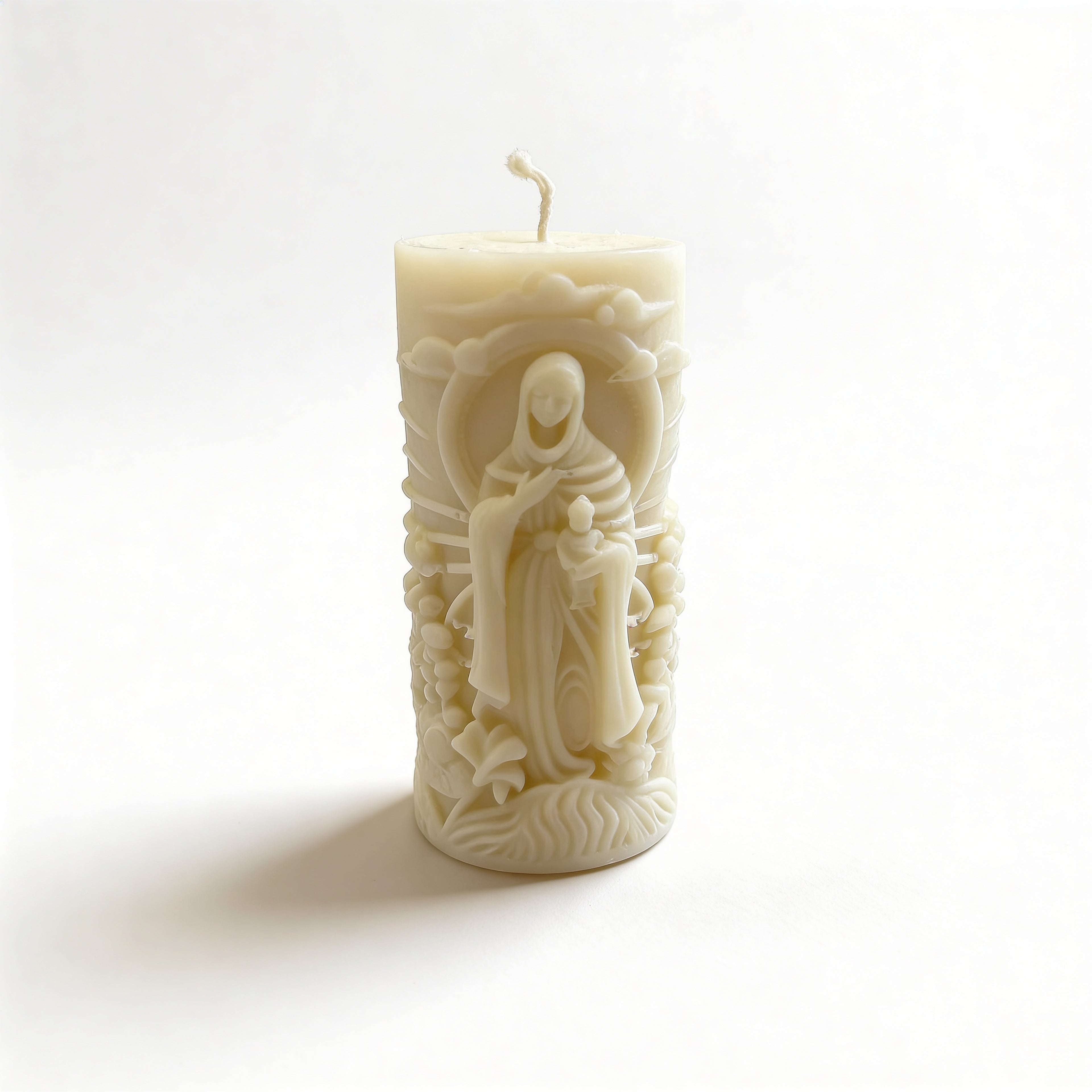 Ozdobna świeca sojowa walec Maryja z Dzieciątkiem i Mama z Dzieckiem (dwustronna)