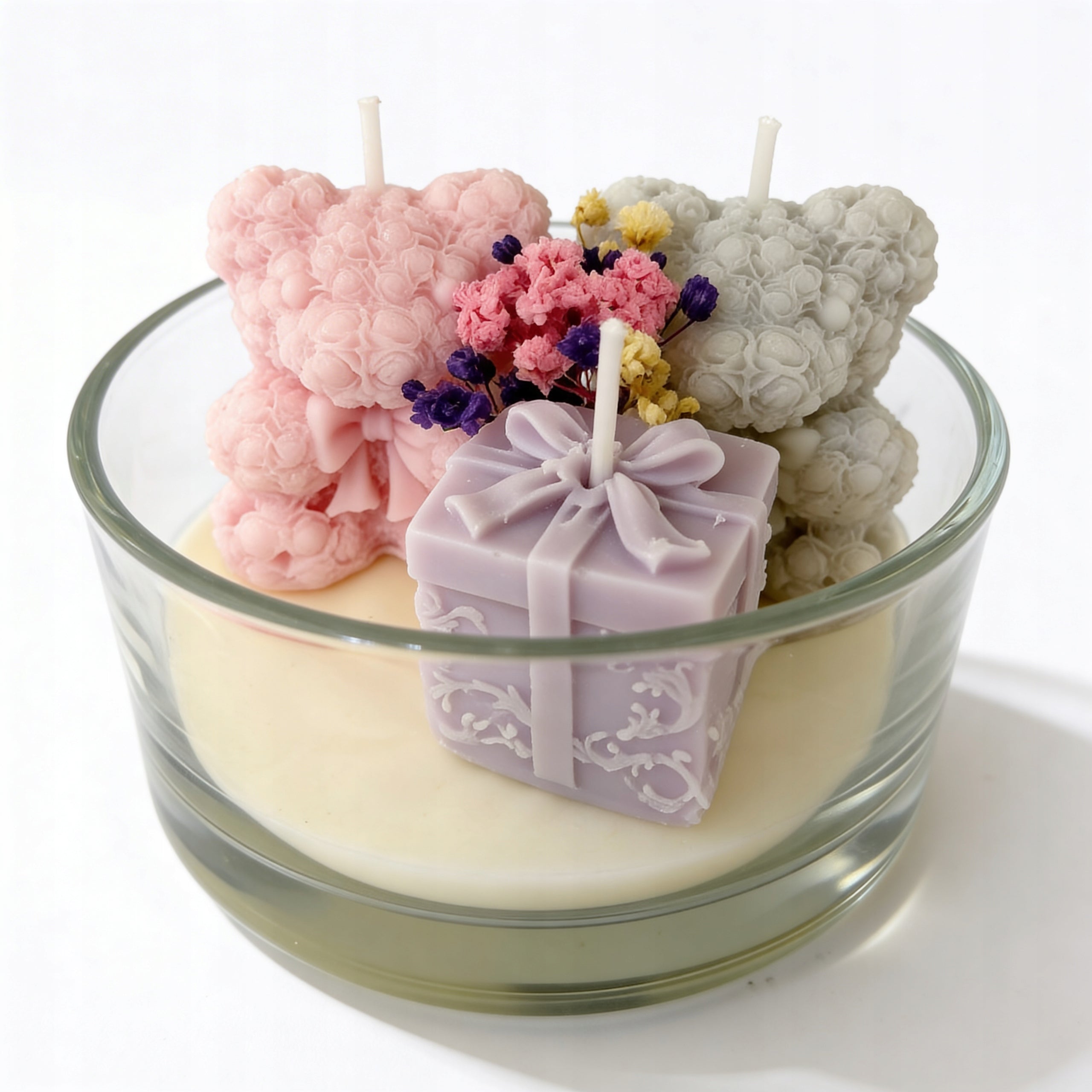 Świeca sojowa w szkle Dwa Misie z róż i prezent Paris 210g