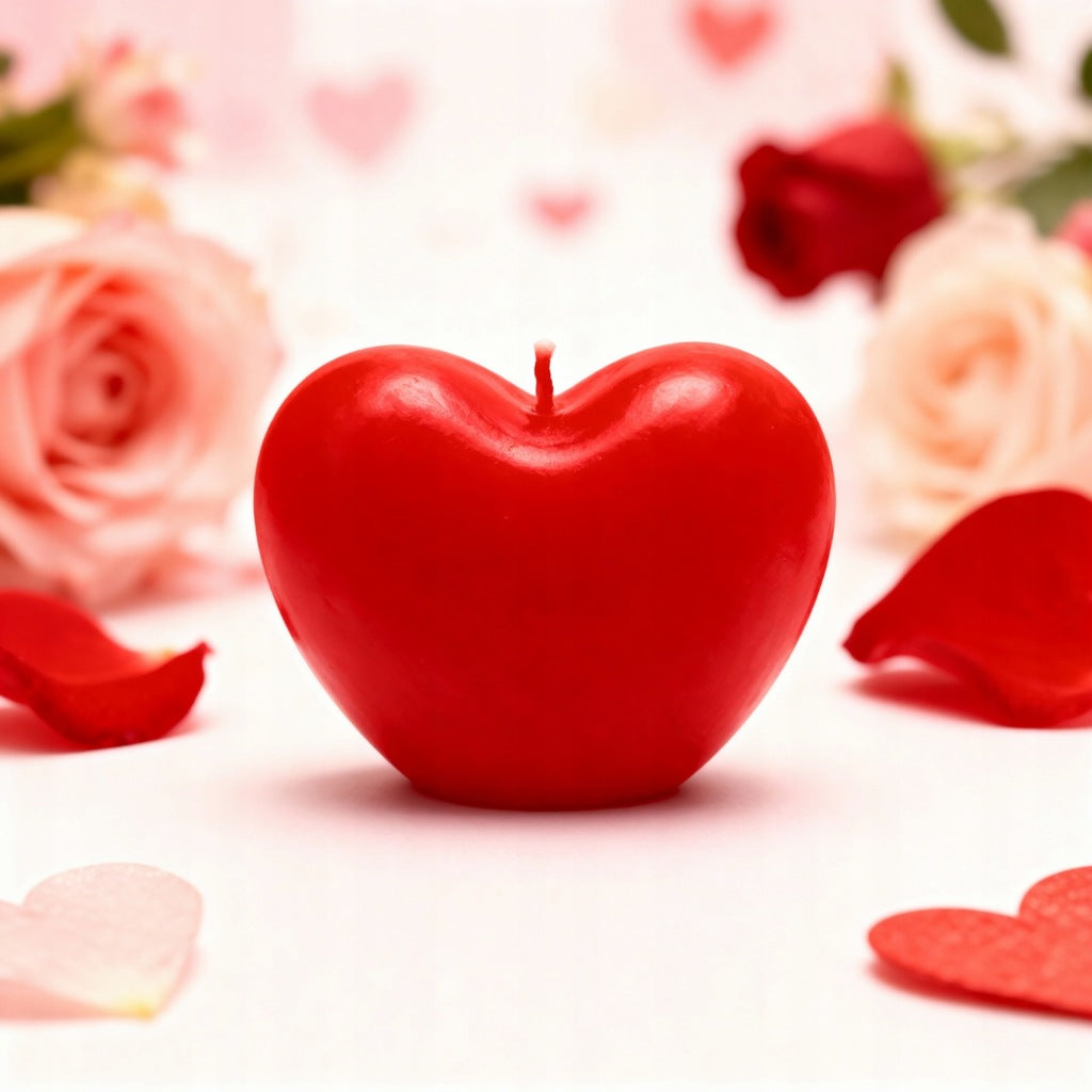 Ozdobna świeca sojowa Serce Duże Czerwone