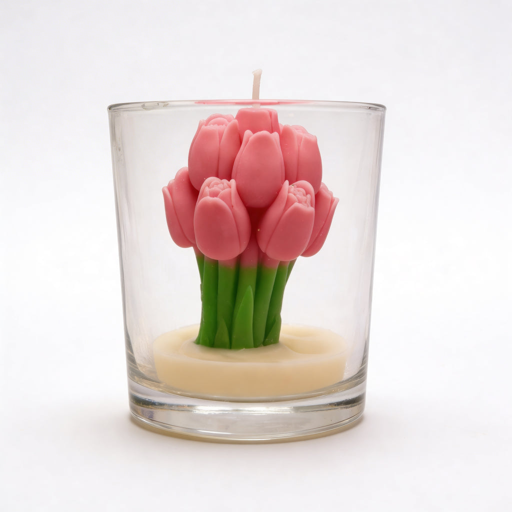 Sojová svíčka ve skle Kytice tulipánů vonná Paris 190g