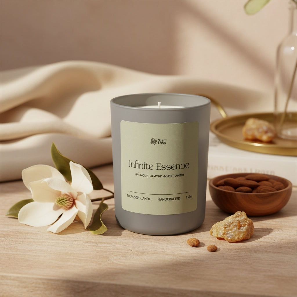 Świeca sojowa zapachowa Infinite Essence magnolia, migdał i mirra Regular 150g
