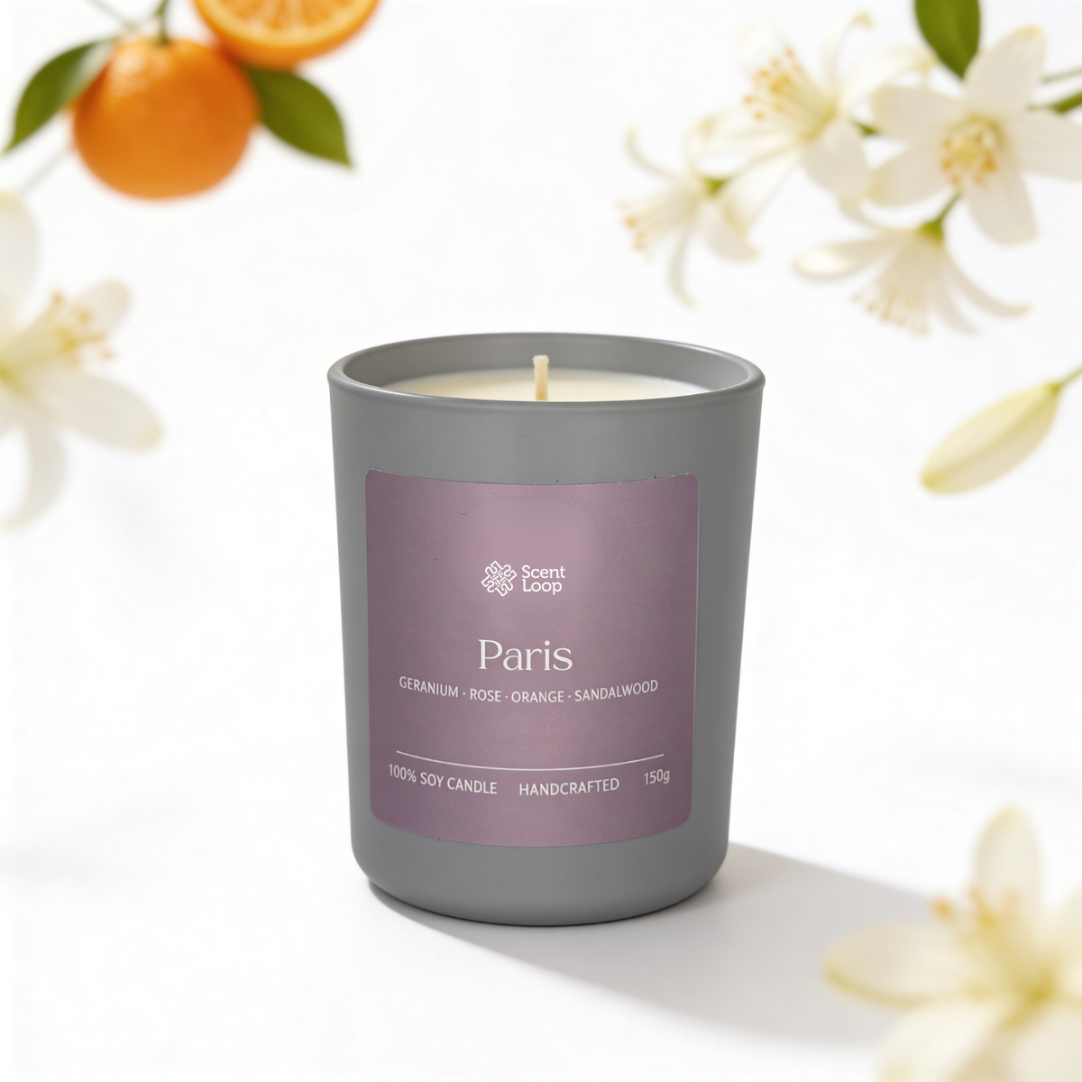 Świeca sojowa zapachowa Paris J'adore mandarynka, jaśmin i wanilia Regular 150g