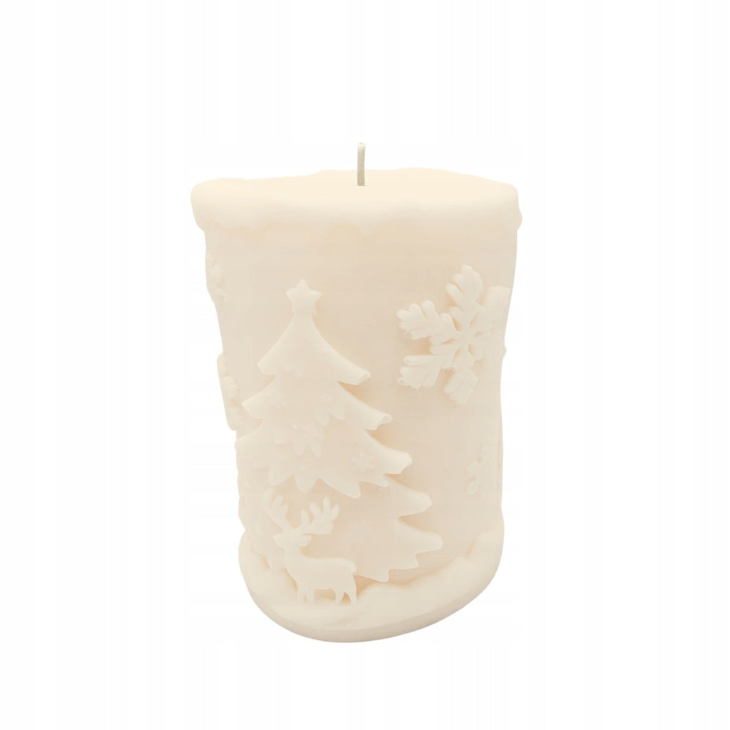 Christmas Soy Candle Cylinder Christmas Tree Scented Candle 213g Cream