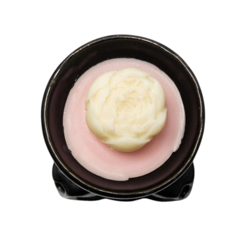 Quemador cerámico para ceras y aceites DOMEK con cera de aroma a pistacho (20g) Negro