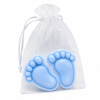Sojakerze „Blaue Füßchen“ für eine Babyshower-Party für Jungen, Duft „Soft Linen“, 50 g
