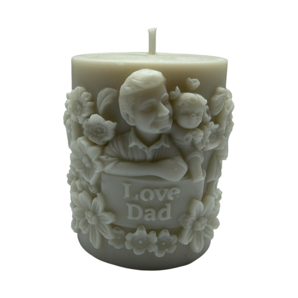 Dekorative Sojakerze LOVE DAD für Papa – Geschenk zum Vatertag, Duft Black Crystal, 160g