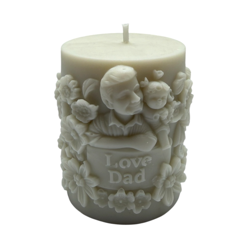 Dekorative Sojakerze LOVE DAD für Papa – Geschenk zum Vatertag, Duft Black Crystal, 160g
