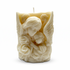 Decorative Soy Candle LOVE OF A MOTHER featuring a mother and child motif against angel wings, Vanilla scent, 230g