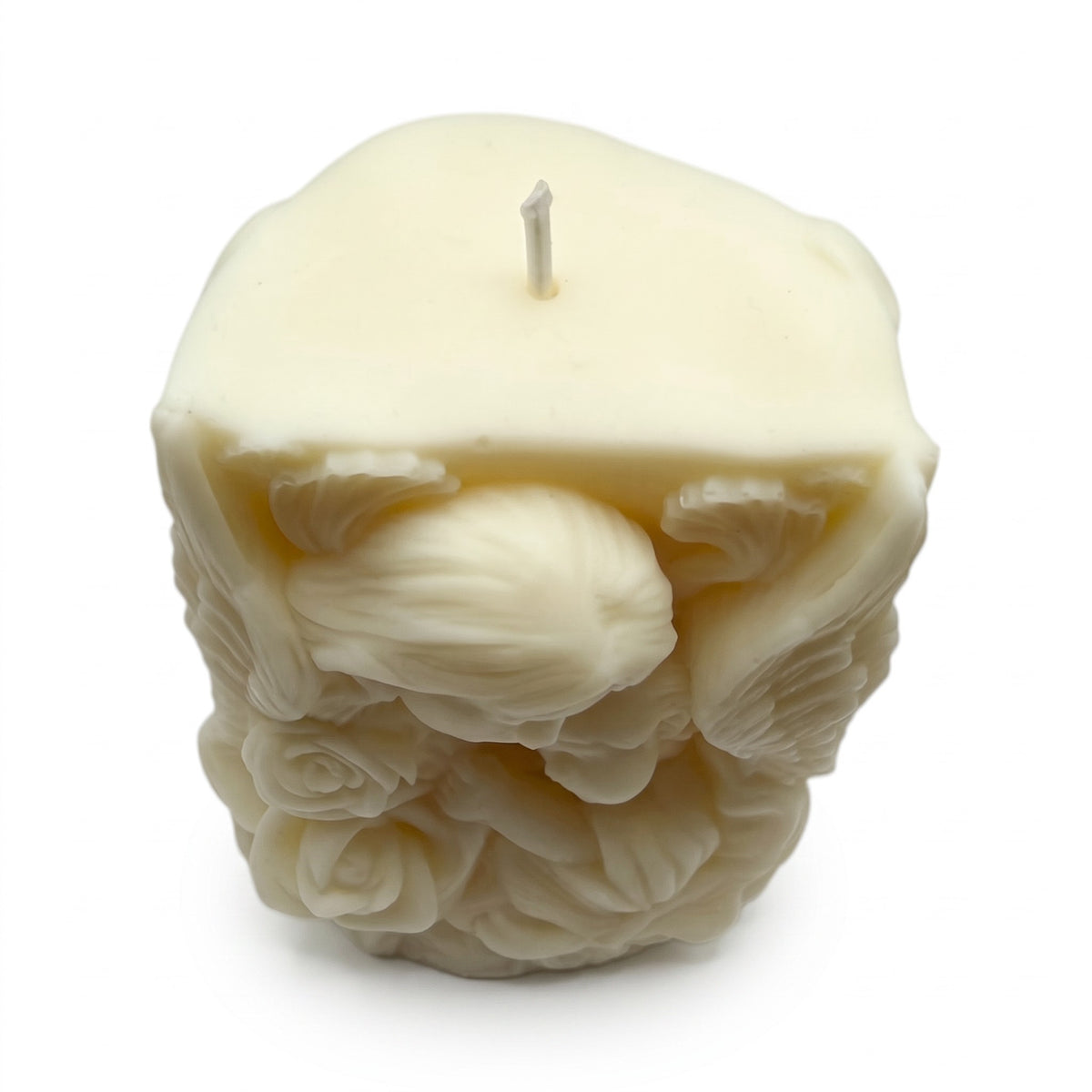 Decorative Soy Candle LOVE OF A MOTHER featuring a mother and child motif against angel wings, Vanilla scent, 230g