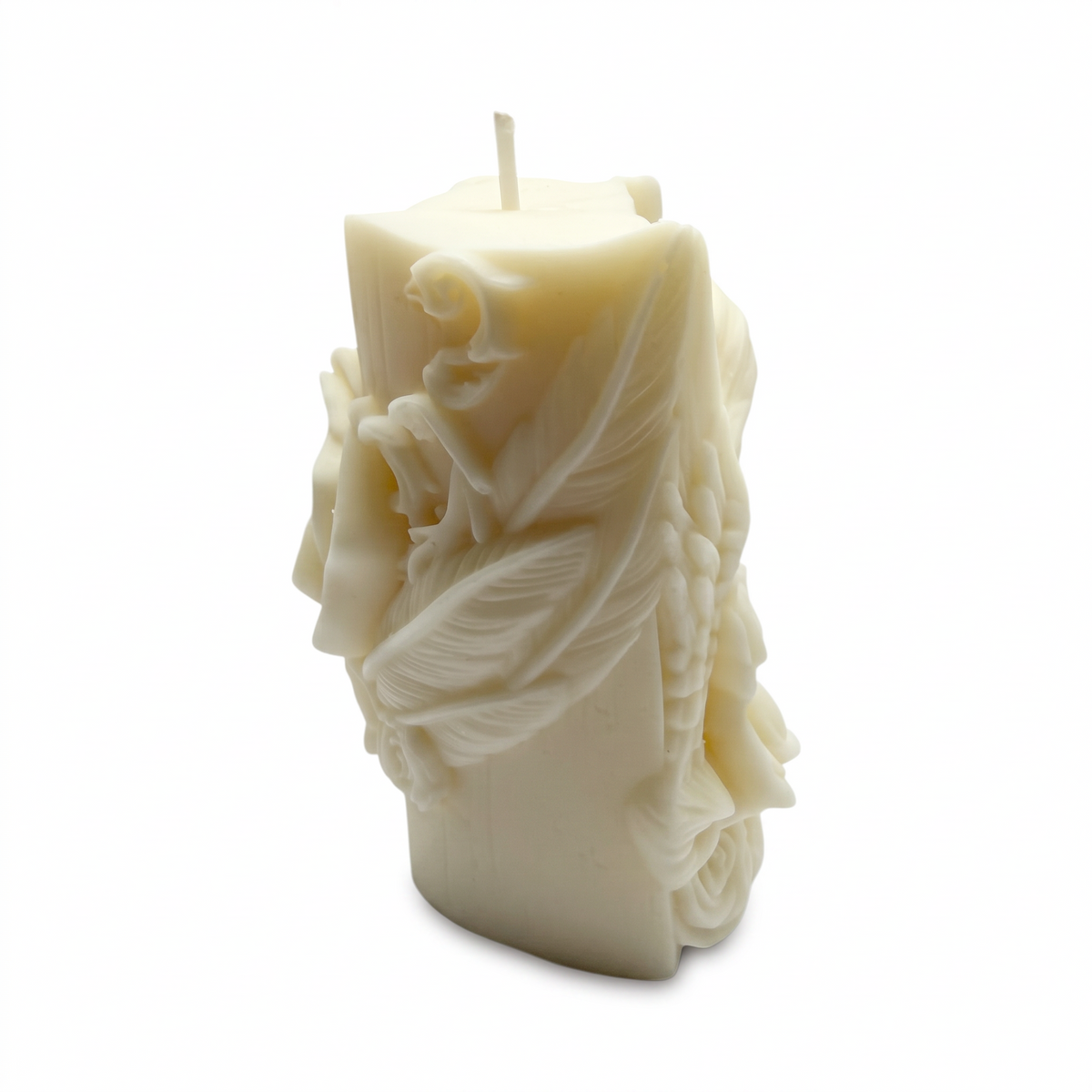 Decorative Soy Candle LOVE OF A MOTHER featuring a mother and child motif against angel wings, Vanilla scent, 230g