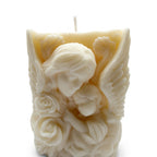 Decorative Soy Candle LOVE OF A MOTHER featuring a mother and child motif against angel wings, Vanilla scent, 230g