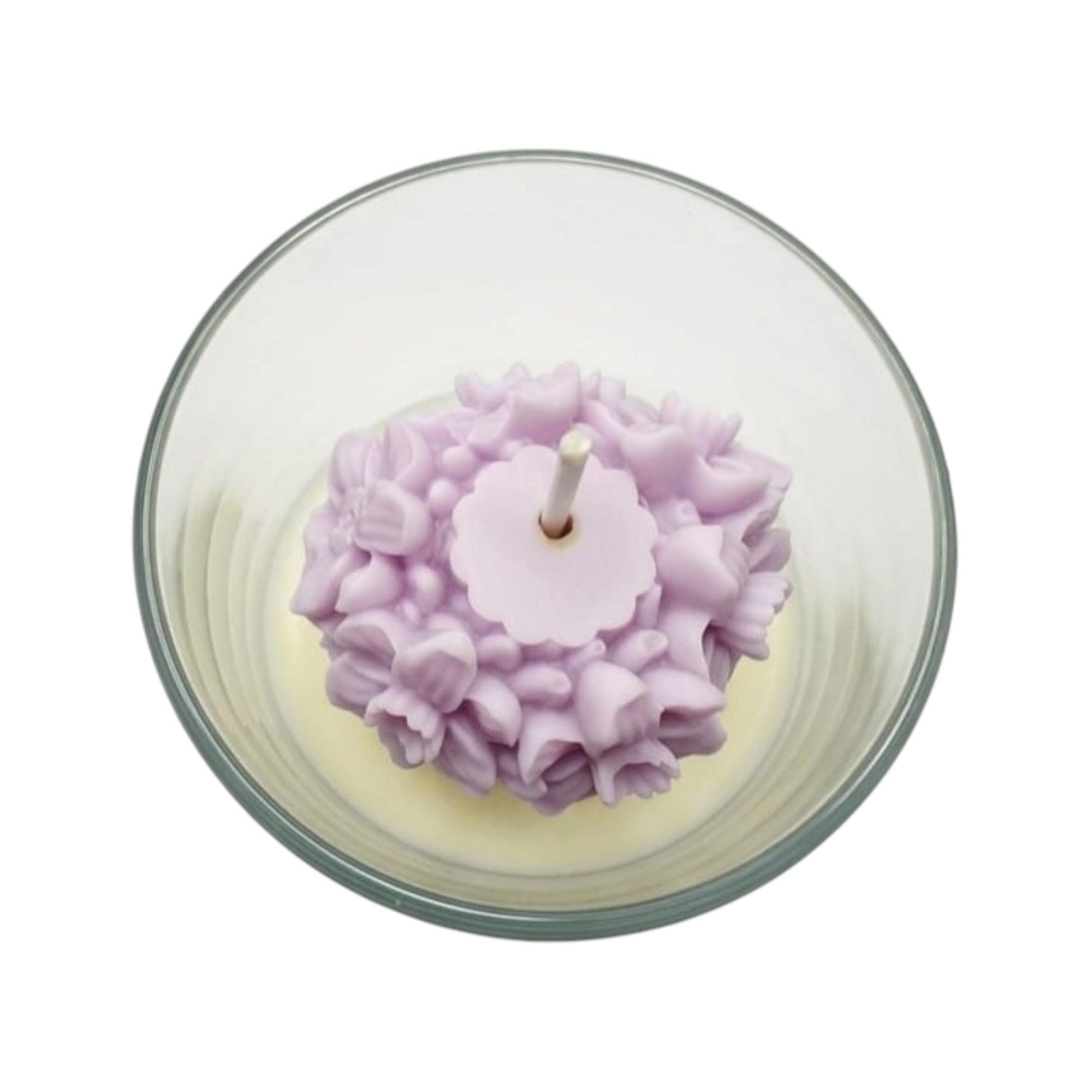 Soy Candle in Glass Lilac Flower Bouquet Scent Dominicana 190g Burning Time up to 45h