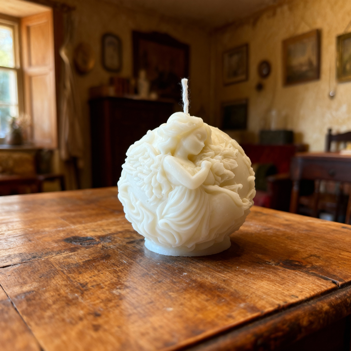 Ozdobna świeca sojowa kula Aniołek (dziewczynka)