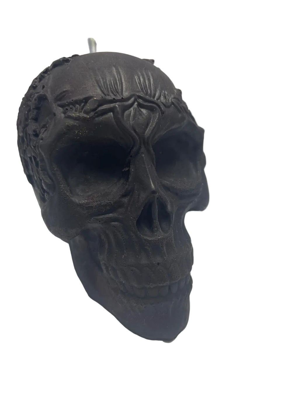 Vela grande de soja aromática HALLOWEEN CALAVERA negra, decoración, 7,5 cm