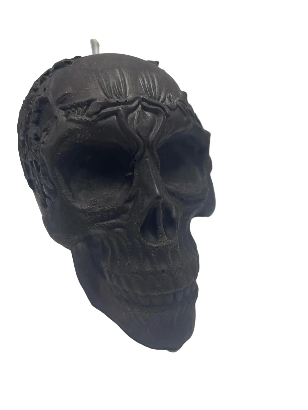 Vela grande de soja aromática HALLOWEEN CALAVERA negra, decoración, 7,5 cm