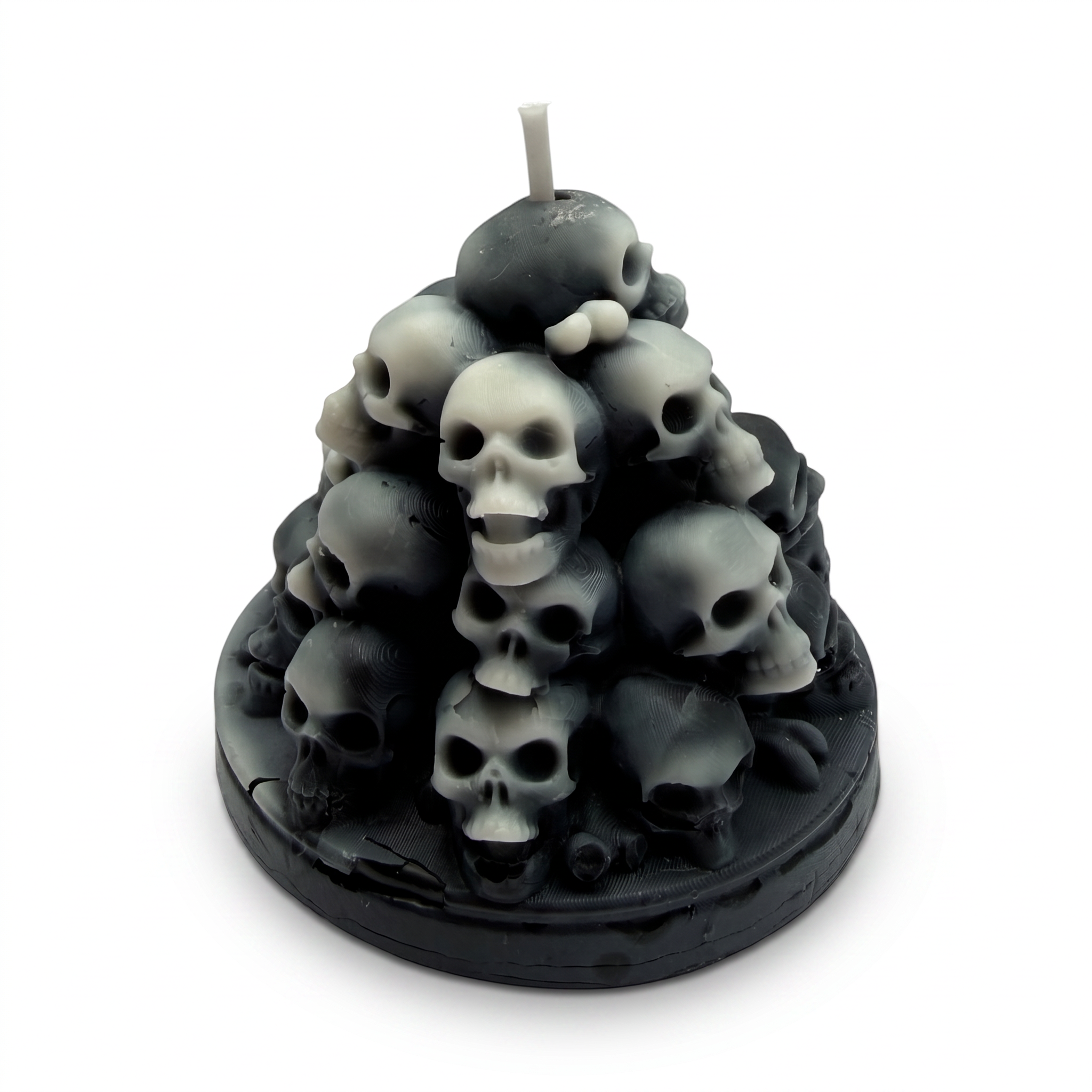 Halloween-Sojakerze in Form einer Totenkopf-Pyramide, Duft Blue Haze, 140 g