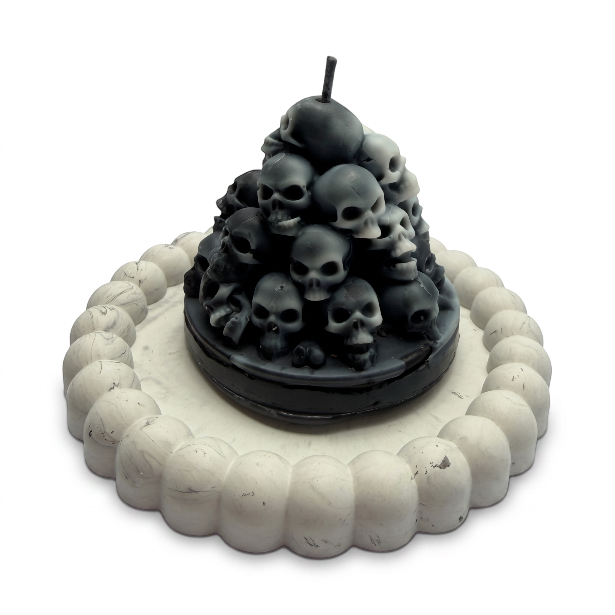 Halloween-Sojakerze in Form einer Totenkopf-Pyramide, Duft Blue Haze, 140 g