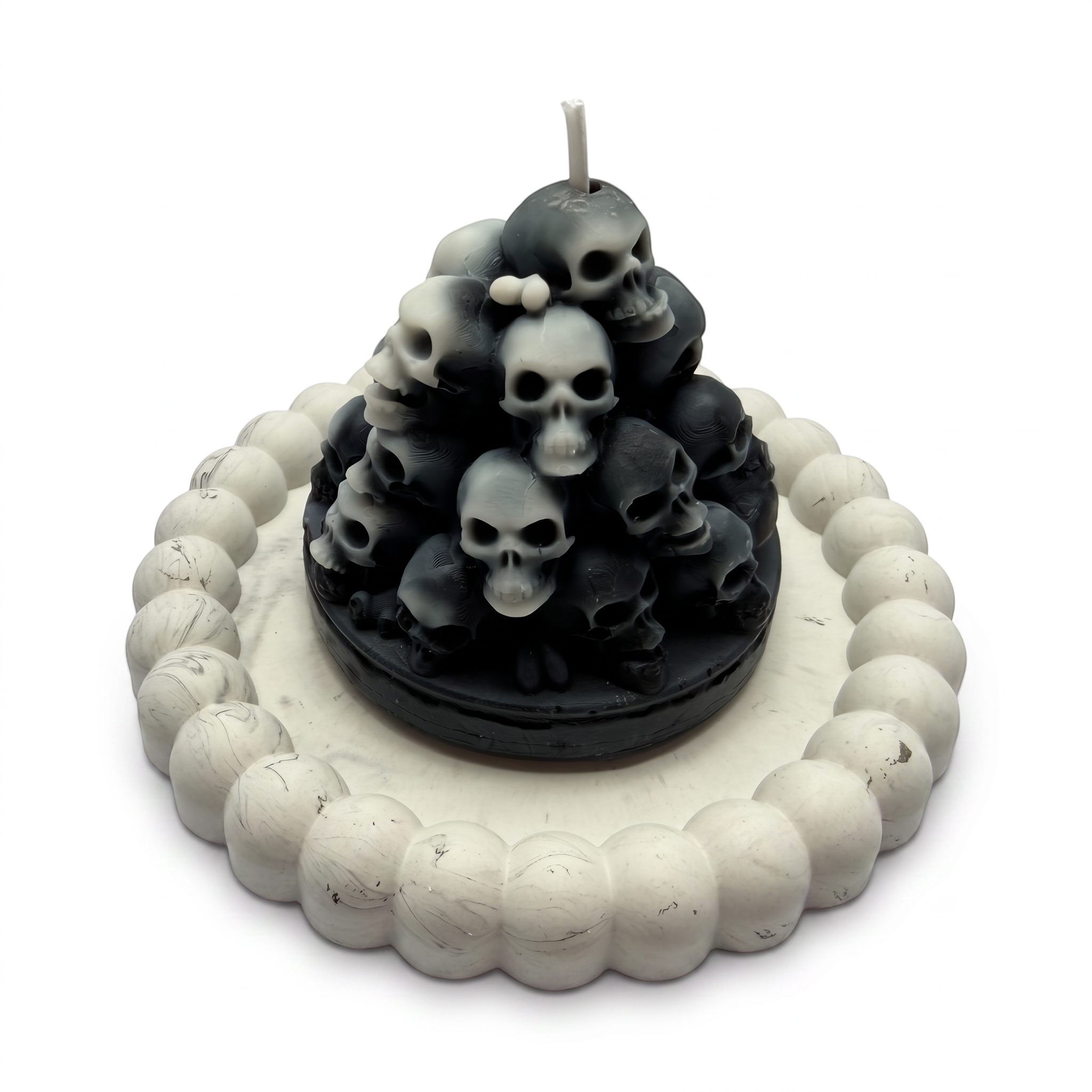 Halloween-Sojakerze in Form einer Totenkopf-Pyramide, Duft Blue Haze, 140 g