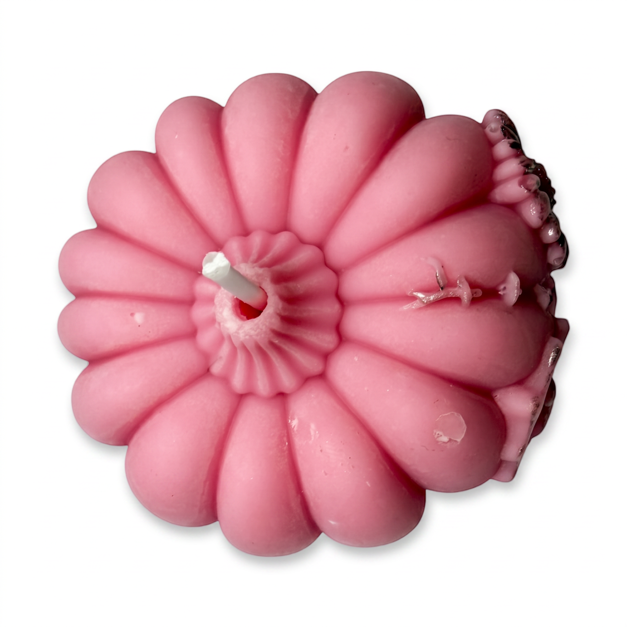 Halloween soy candle, pink pumpkin figurine, hand-painted, Pumpkin Spice scent, 150g