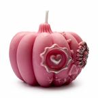 Halloween soy candle, pink pumpkin figurine, hand-painted, Pumpkin Spice scent, 150g