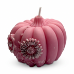 Halloween soy candle, pink pumpkin figurine, hand-painted, Pumpkin Spice scent, 150g