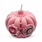 Halloween soy candle, pink pumpkin figurine, hand-painted, Pumpkin Spice scent, 150g