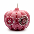 Halloween soy candle, pink pumpkin figurine, hand-painted, Pumpkin Spice scent, 150g