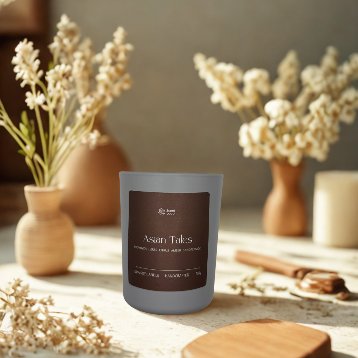 Świeca sojowa zapachowa Asian Tales cytrusy, prowansalskie zioła i wanilia Regular 150g