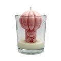 Candela di soia regalo per baby shower “Orsetto con palloncino” rosa, profumo Soft Linen, in vetro, 250 g
