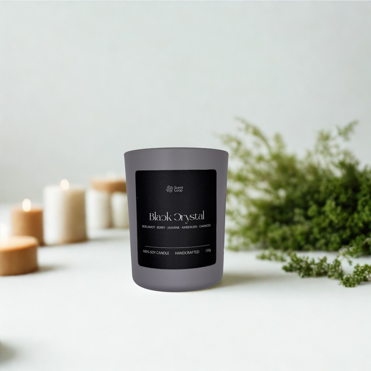 Świeca sojowa zapachowa Black Crystal inspirowana perfumami Baccarat Rouge 150g