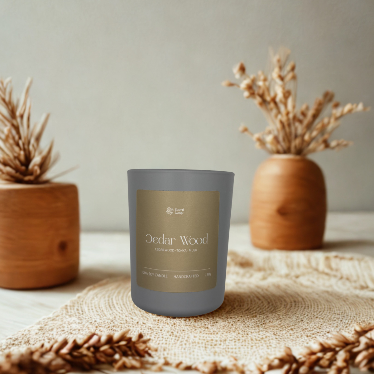 Świeca sojowa zapachowa Cedar Wood cytrusy, igły sosnowe i fasola tonka Regular 150g