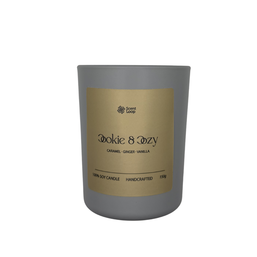 Duftkerze Soja Cookie & Cozy Karamell, Ingwer und Vanille Regular 150g