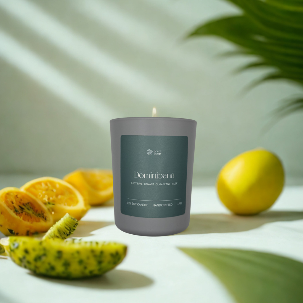 Vonná sójová svíčka Dominicana limetka, jablko a pižmo Regular 150g