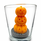 Candela di soia di Halloween con statuette di ZUCCHE SPETTRALI in vetro, profumazione Pumpkin Spice, 140 g